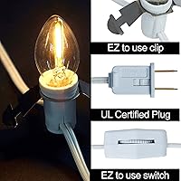 Vista 2 de Cable de accesorio LED con cadena de una sola bombilla, cable de 6 pies con una (1) bombilla LED de candelabro C7/E12 y clip, pueblo de Navidad