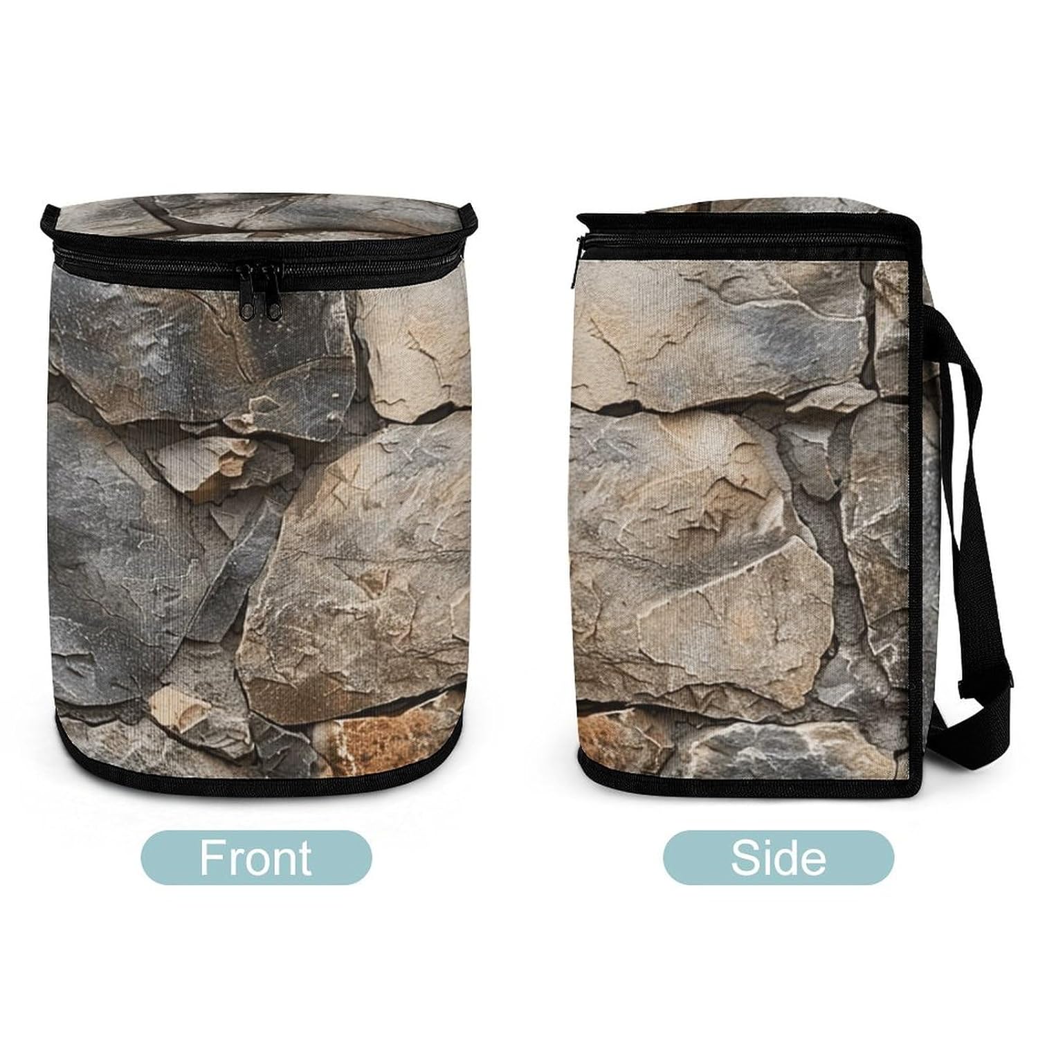 Realistic Stone Wall Car Trash Can with Lid Collapsible Hanging Vehicle Trash Bag Waterproof Car Garbage Bags