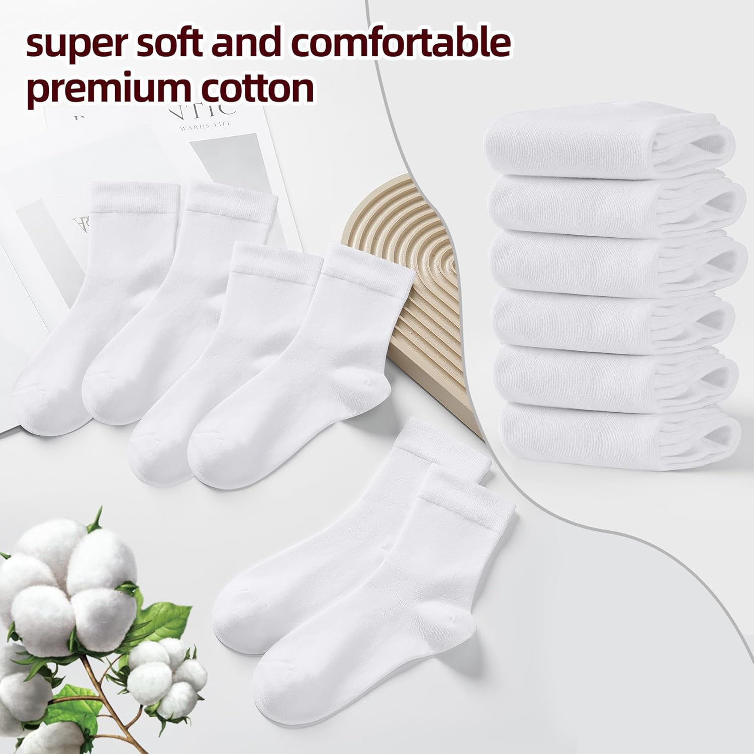 Corlap Women's Thin Above Ankle Socks - 6Pairs Cotton Casual Bootie Dress Crew Socks - Image 4