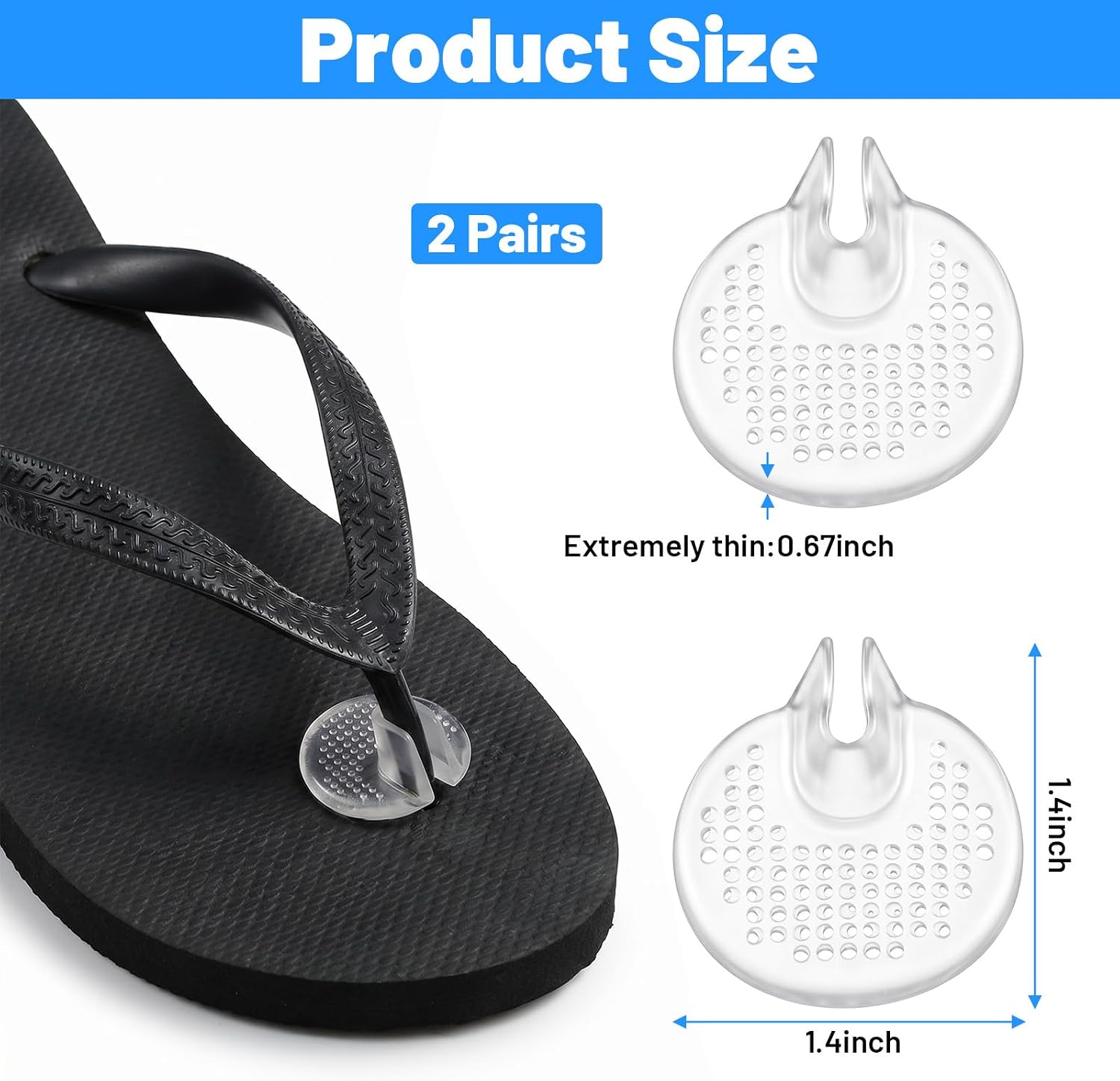 2 Pairs Thong Sandal Toe Protectors Silicone Flip Flop Toe Protector