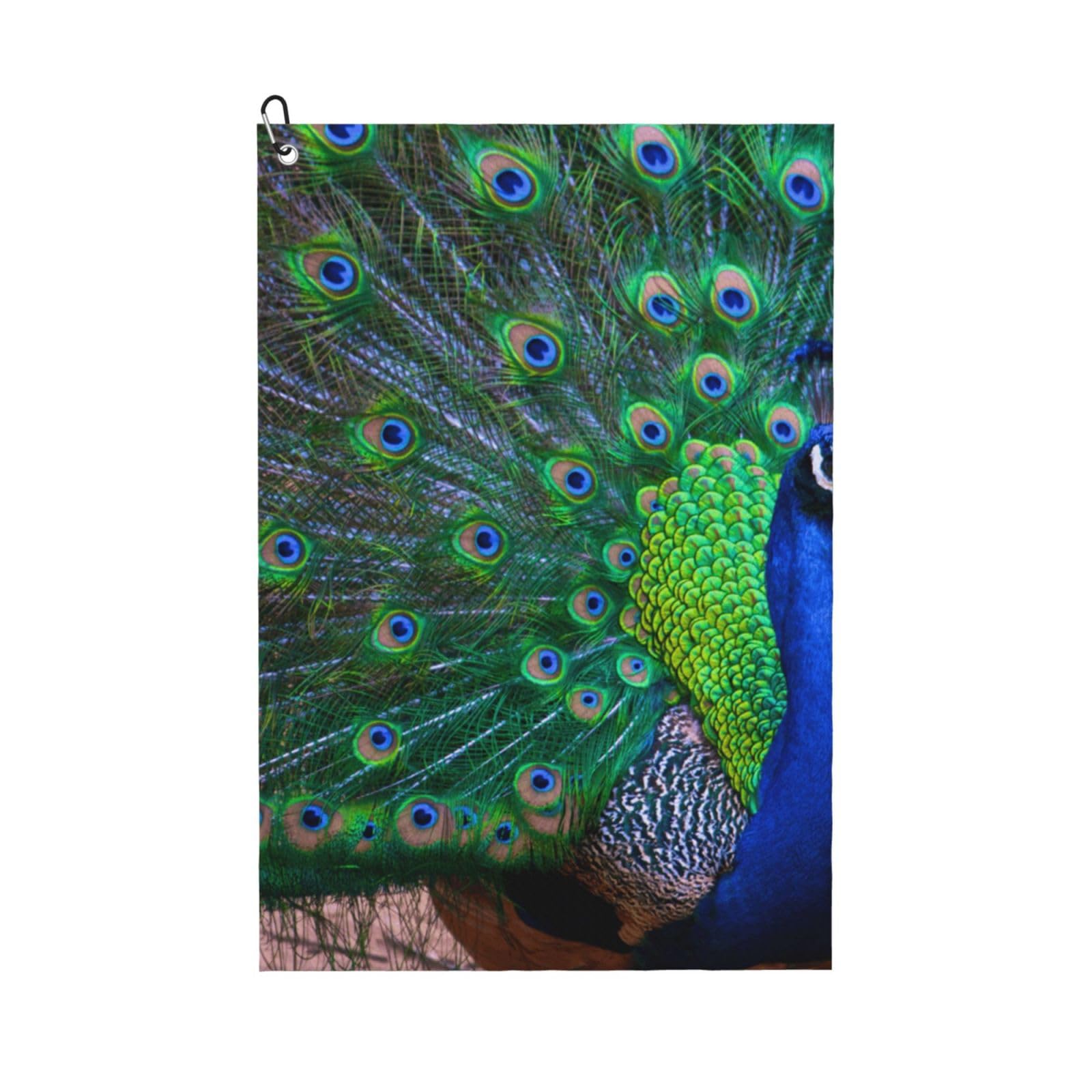 Hnnkloy Beautiful Peacock, 16x24 in Portable Waffle Golf Towels with Carabiner Clip for Golf Bag