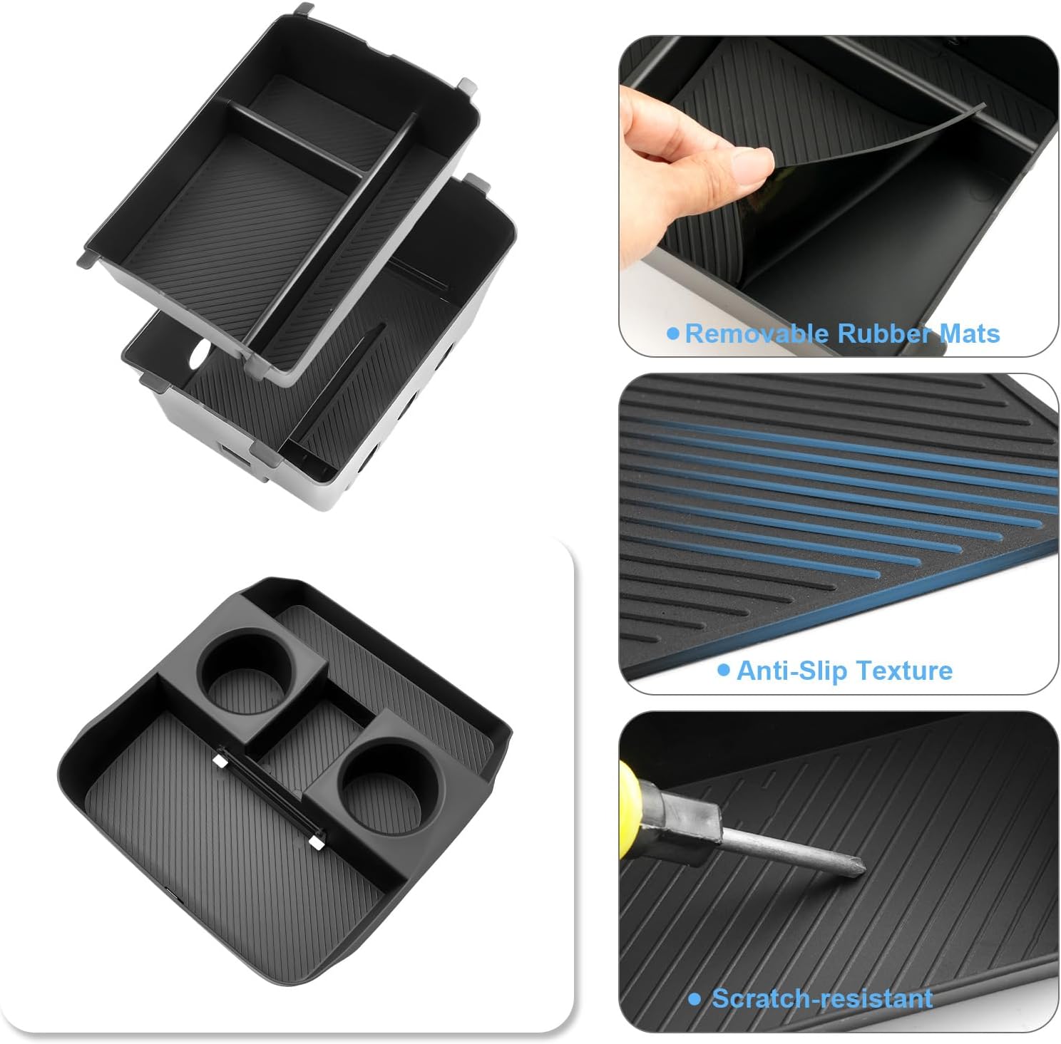 (3Pack) 2026 Palisade Center Console Organizer for Hyundai Palisade (Only fit Calligraphy)(Lower&Console Organizer Double-Layer), Durable ABS Plastic Console Tray 2026 Palisade Accessories