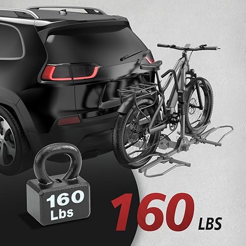 Miniatura 2 de Soporte de bicicleta para coche, soporte de plataforma de 2 bicicletas, resistente capacidad de 160 libras para bicicletas eléctricas, bicicletas de