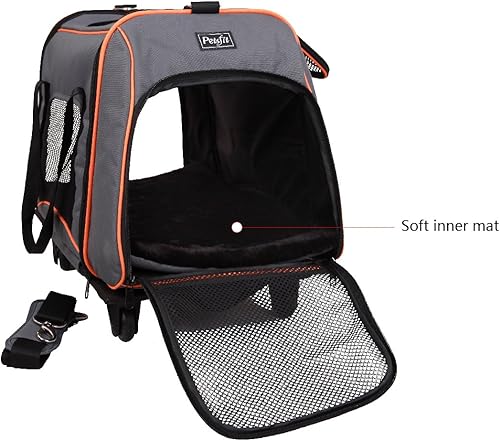 Vista 59 de PETSFIT Transportador de gatos aprobado por aerolíneas con ruedas diseñado para perros pequeños/gatos con cuerda de seguridad ajustable y ruedas
