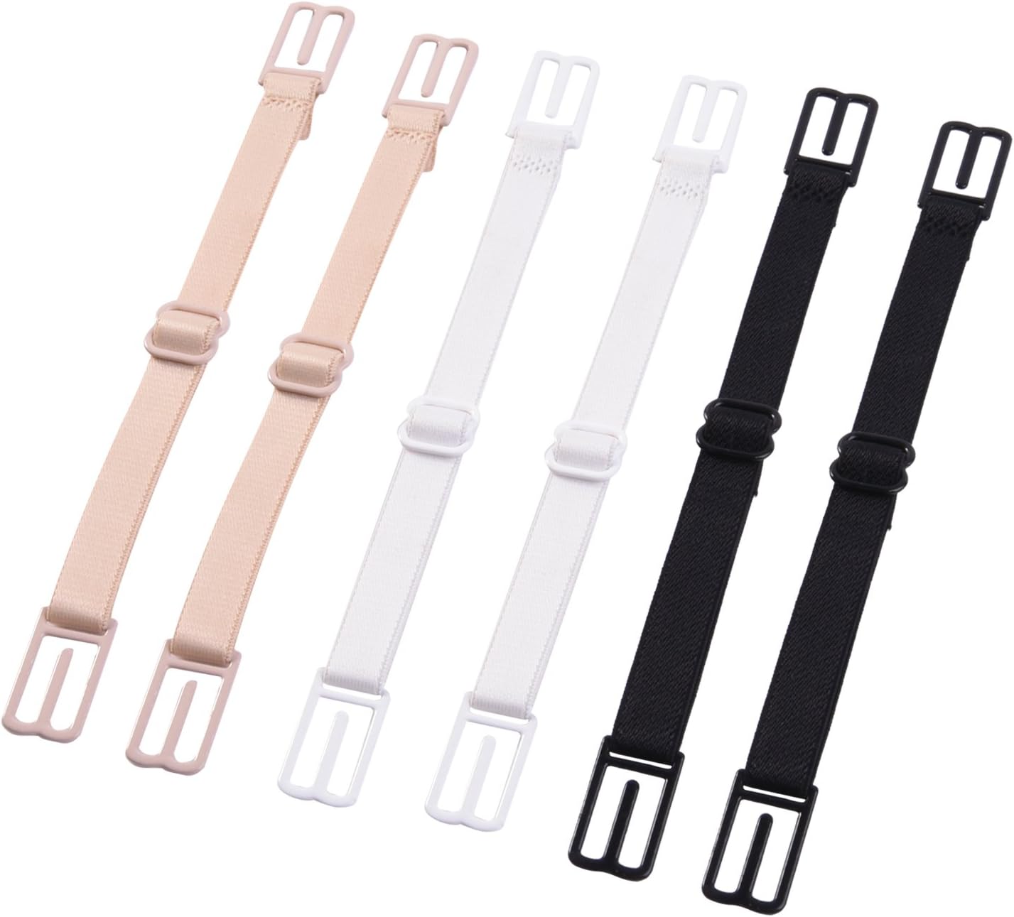 eBoot 6 Piece Bra Strap Clips Elastic Non-slip Strap Holder, Black, Beige, White