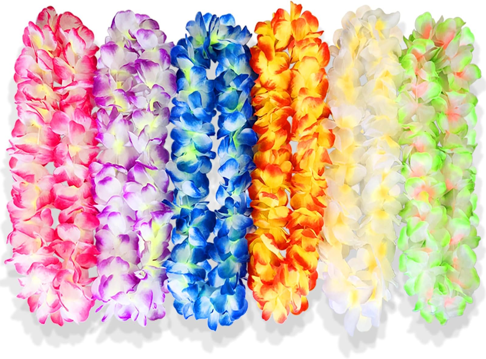 GoldDawn Premium Hawaiian Leis, Artificial Flowers for Party Supplies and Luau Decorations, Meticulously Handcrafted, Elevate Your Celebration with Exquisite Flower Necklaces (6 Colors)