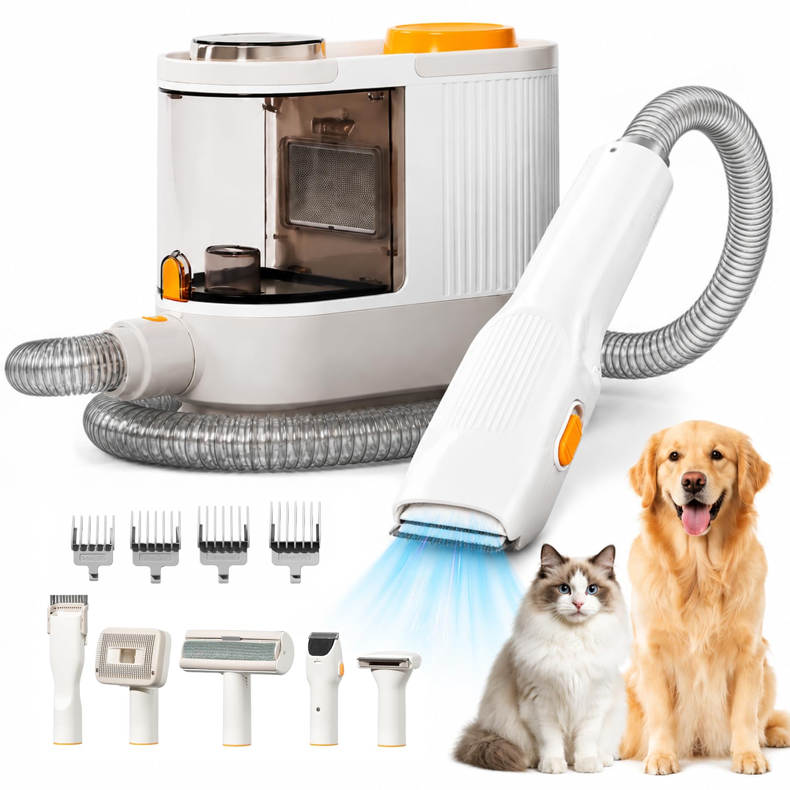 Pet Grooming Vacuum Kit, 6-in-1 Dog Hair Grooming with Clippers and 10kPa Suction, Low No…