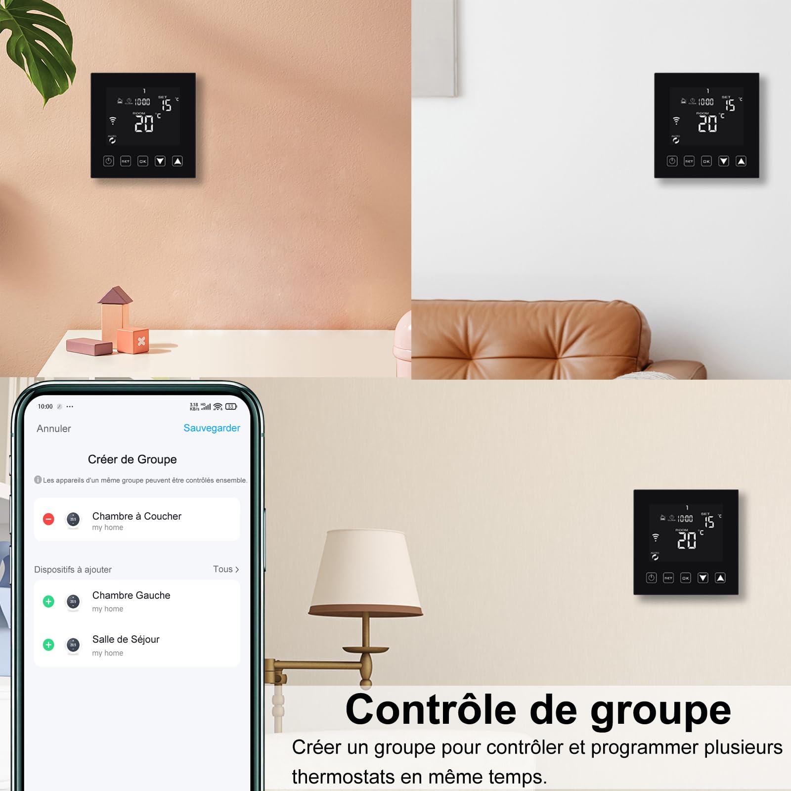 KETOTEK Thermostat Intelligent WiFi pour Chauffage au Sol électrique avec sonde Compatible avec Alexa, Thermostat Connecté Programmable Plancher Chauffant Electrique 16A Noir
