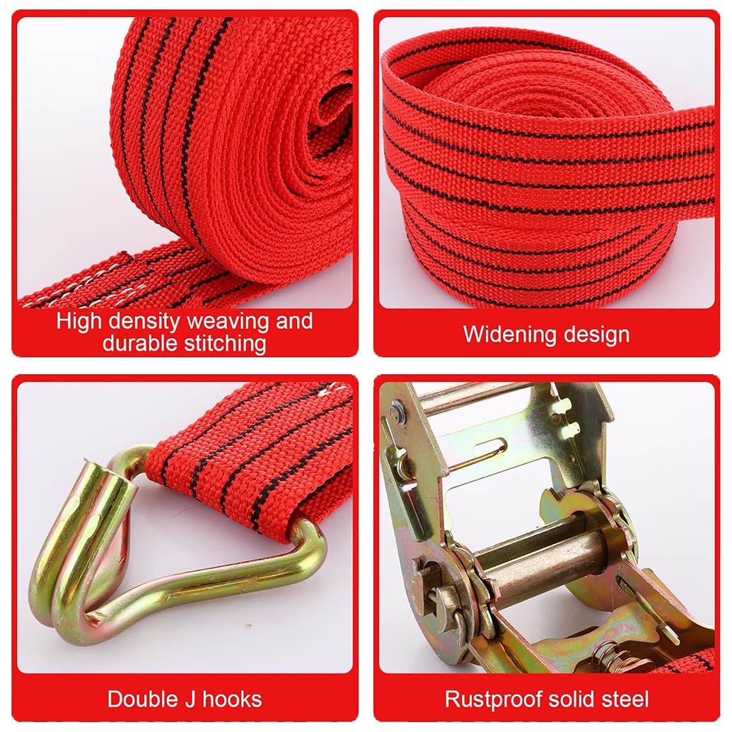 2 Pezzi Cinghie A Cricchetto Resistenti Set Di Cinghie Di Fissaggio Da 50mm Cinghie Fissaggio Con Cricchetto Per Il Fissaggio Di Camion E Il Raggruppamento Di Merci(W5cm/1.96in,L8m/314in)