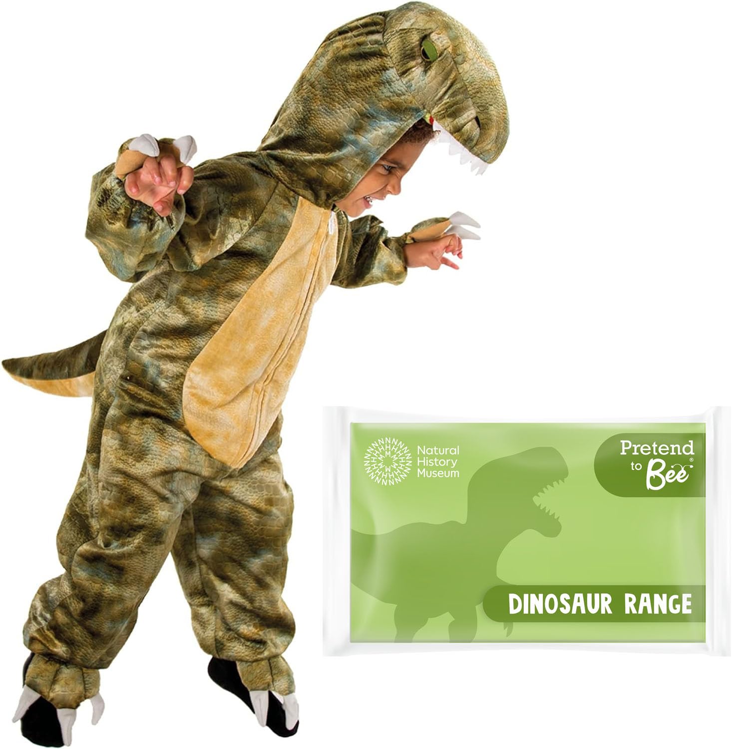PRETEND TO BEE T-Rex Dinosaur Dress Up Costume for Kids, Official Natural History Museum, Onesie