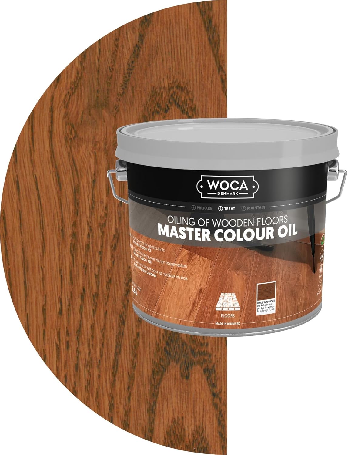 WOCA Denmark – Master Color Oil – Plant Based Oil Penetrating Stain and Finish for Wood Furniture, Floors, Trim and Cabinets– 1.5oz Sample – Rhode Island Brown