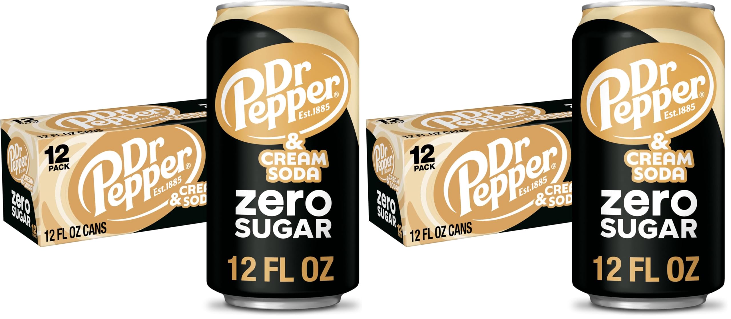 and Cream Soda Zero Sugar Soda by Dr Pepper – 12 Fl Oz (Pack of 24), brown, Pack of 24