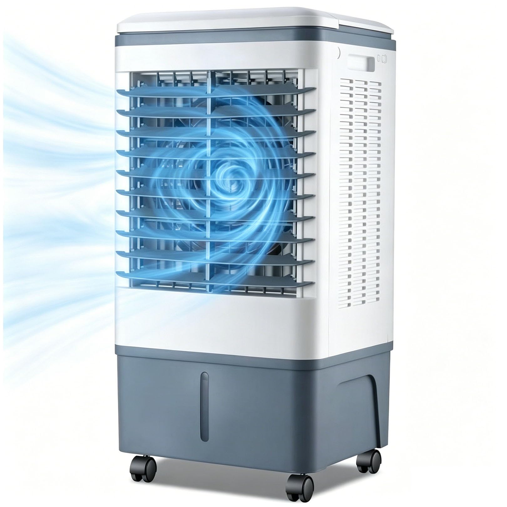 Air Cooler & Fan 3-in-1, 120° Oscillation, 360° Wheels, 20L Reservoir, 3 Fan Speeds, 1177 CFM, Ventless, 80W, Great for Bedroom, Workshop & Patio