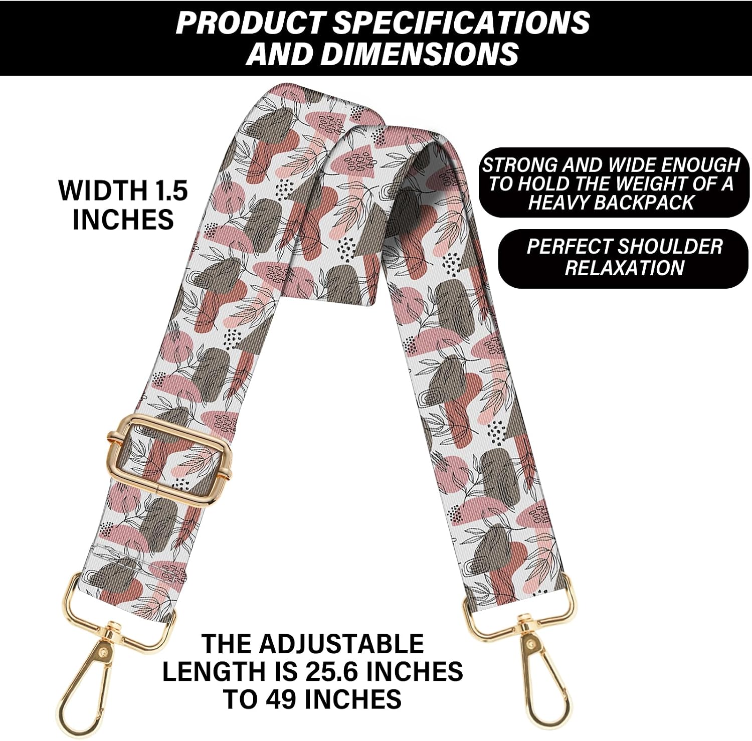 Purse Strap Crossbody Shoulder Straps 1.5 inch Wide Replacement Adjustable for Women Girls Bag Aesthetic Cute image 2