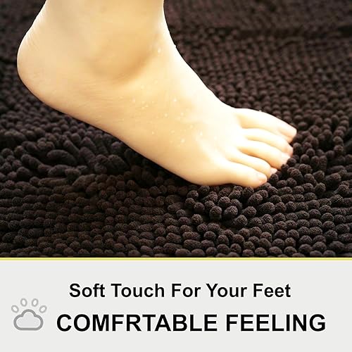 Miniatura 3 de BOANKODU Tapetes de baño de felpilla súper suave, absorbente, con parte inferior antideslizante de PVC duradero, lavable a máquina (24 x 16