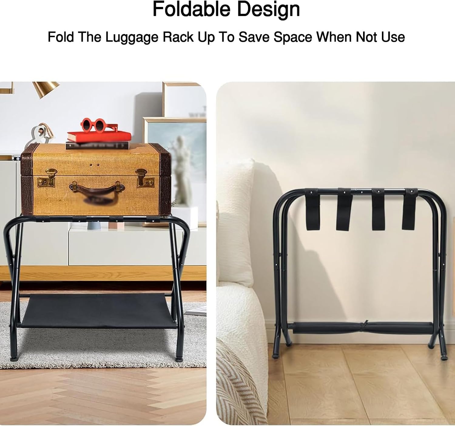 Luggage Rack, Foldable Suitcase Holder, X-shaped Structure with A 100-pound Load Capacity, Suitable For Guest Rooms, Hotels, Bedrooms