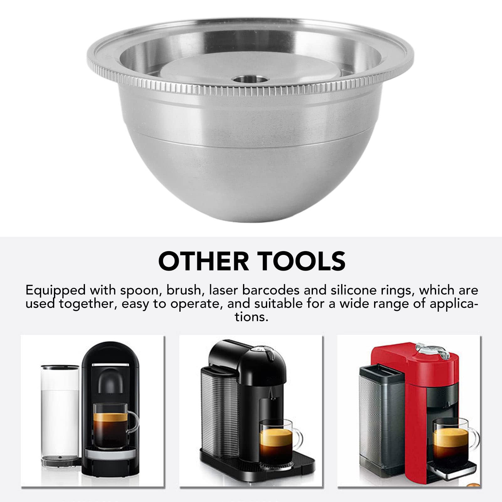 Juego de cápsulas de café Recargables de Acero Inoxidable Cápsulas de café Reutilizables compatibles con la cafetera Vertuoplus Plus vertuoline GCA1 ENV 135