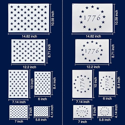 Miniatura 2 de WISYOK Plantillas de bandera estadounidense de 50 estrellas y 13 estrellas 1776, plantillas de bandera estadounidense, ideales para pintar sobre