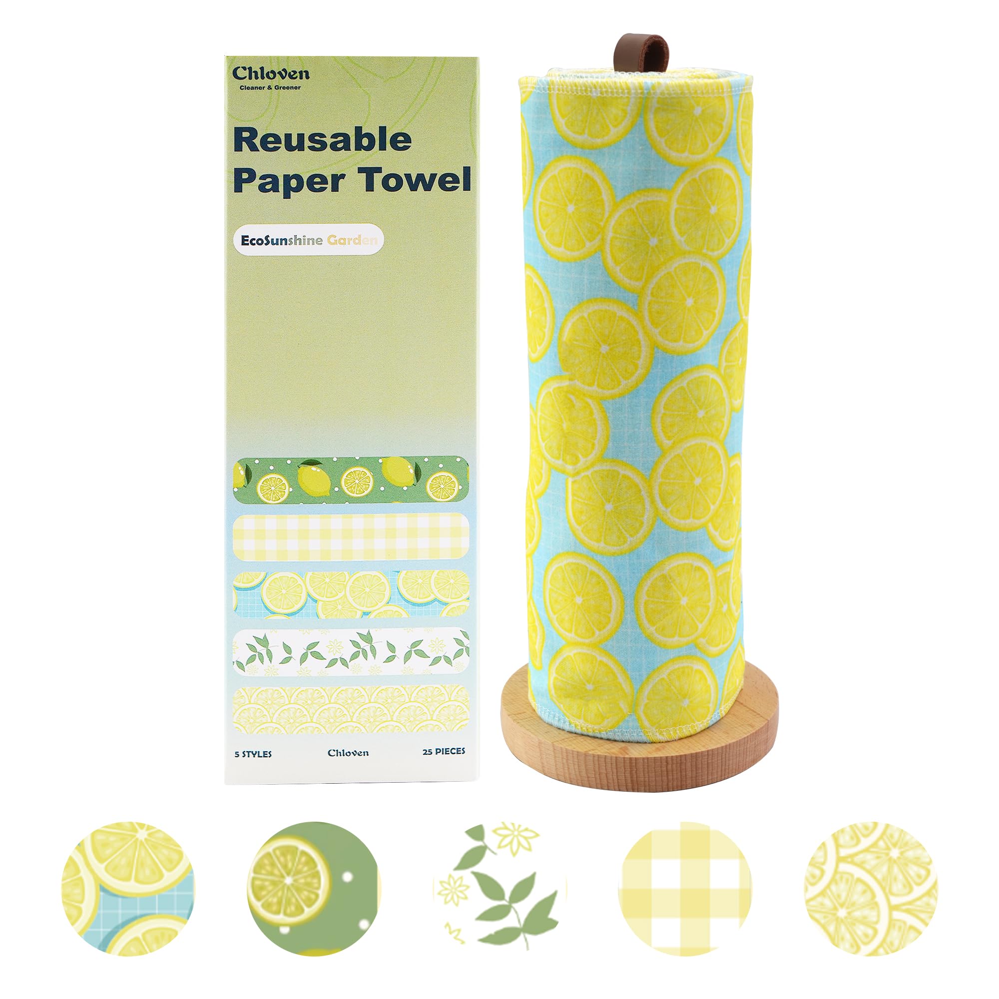 Chloven Reusable Paper Towels - Jumbo Large Reusable Paperless Paper Towels Washable Roll,Cotton Flannel Cloth Paper Towels for Ktichen,25 Pack Kitchen Towels Zero Waste Reusable Napkins Alternative