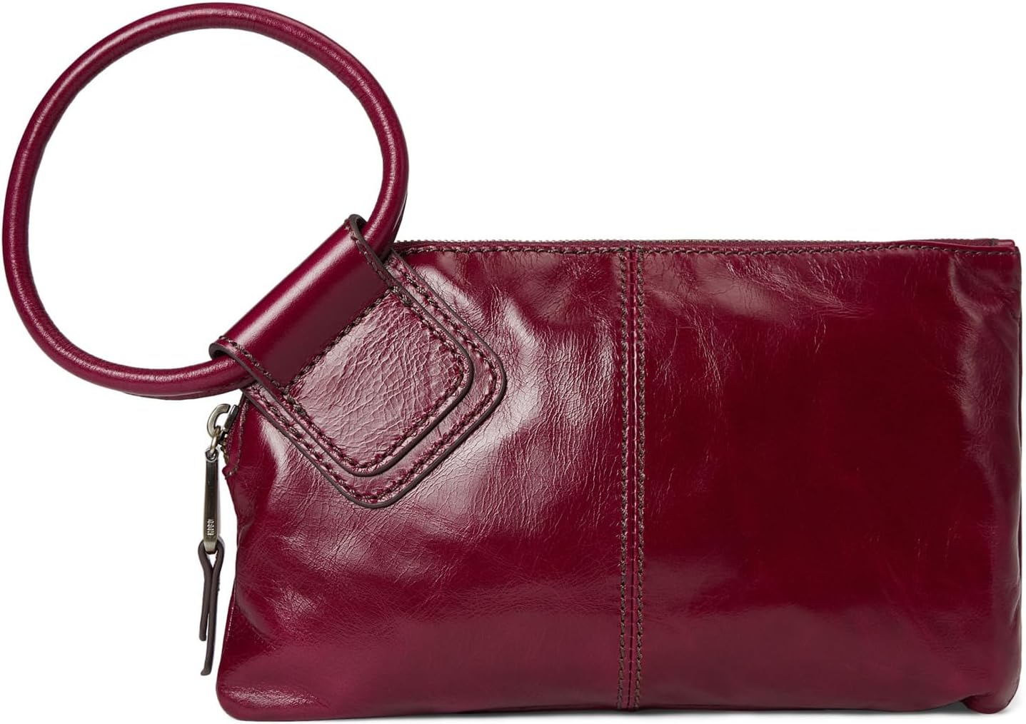 HOBO Sable Leather Wristlet Clutch with Circular Handle, Zippered Closure, Credit Card Organizer, & Interior Zip Pocket