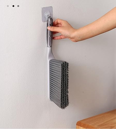 Miniatura 7 de Cepillo para polvo, cerdas de plástico firmes cortas y gruesas de 13 pulgadas, escoba de mano media, limpieza de arena más pesada, banco de trabajo,