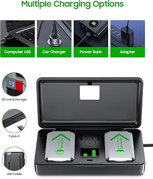 NP-BX1 Camera Battery (2 Pack) and 2-Channel USB Charger for Sony NP-BX1/M8, ZV-1, ZV-1F, ZV-1 II, Cyber-Shot DSC-HX80, HX90V, HX95, HX99, HX350, RX1, RX1R II, RX100 (II/III/IV/V/VA/VI/VII), AS300