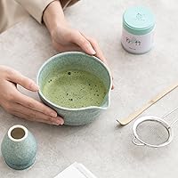 Vista 8 de Matcha Kit Set, Matcha Whisk Set Includes Matcha Bowl And Holder, Bamboo Matcha Whisk, Scoop and Matcha Sifter, 17 oz Mottled Blue Glaze Ceramic