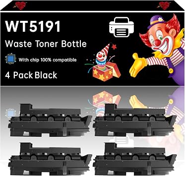 WT5191 Waste Toner Bottle Compatible with Copystar CS406ci CS408ci CS508ci Printers, Enhanced Durability, Ideal for High-Volume Printing 4 Pack Black