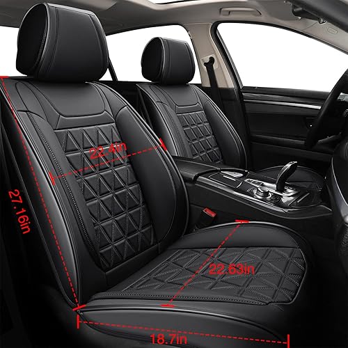 Miniatura 6 de Juego completo de fundas de asiento de automóvil, funda de cojín antideslizante de piel sintética para vehículo, protectores impermeables para