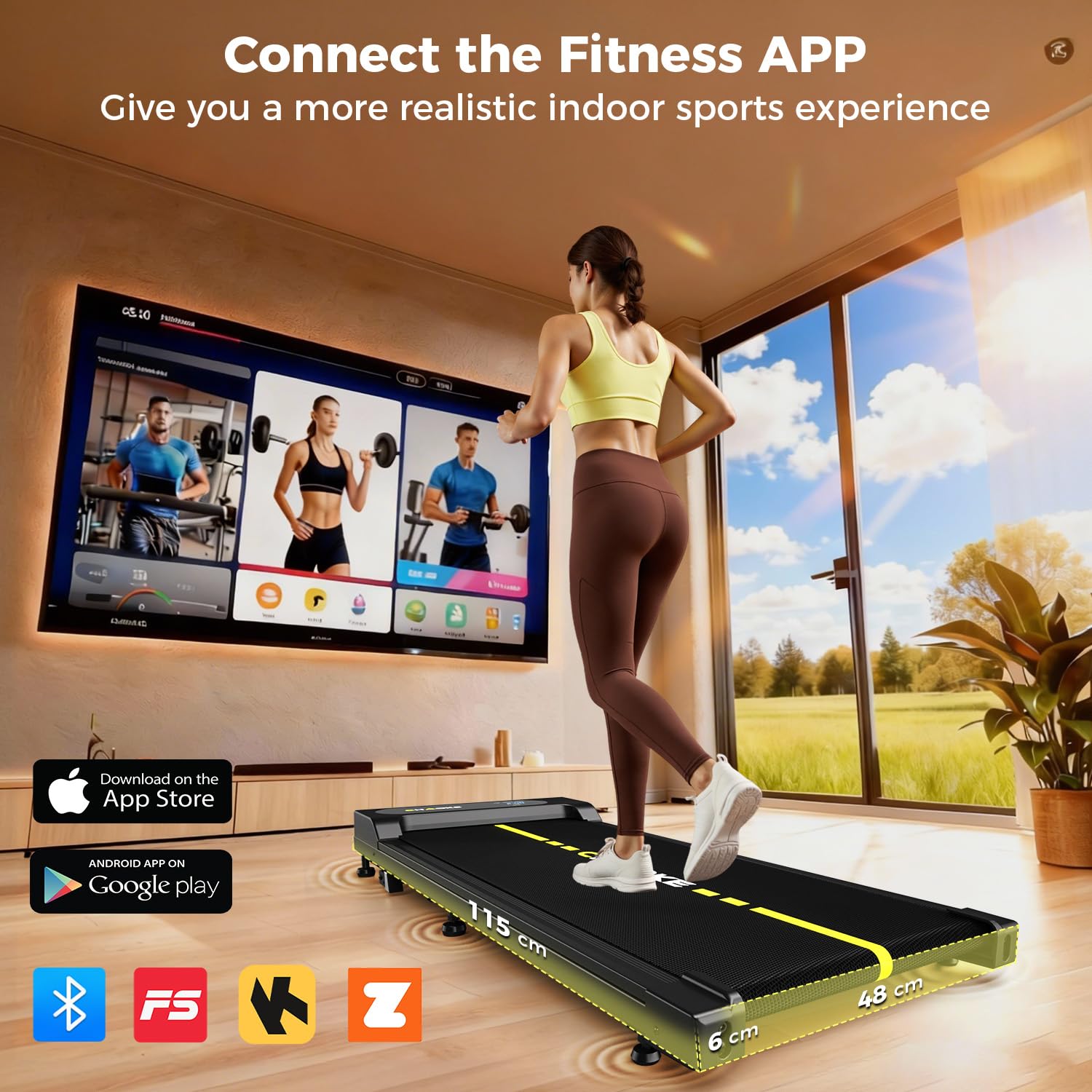 CHAOKE Walking Pad mit Steigung 9%, 1-10 km/h Laufband für Zuhause mit APP, 2.75HP Walking Pad Cardio für Home-Office mit Eingebaute Lautsprecher, LED-Anzeige, Leise Schreibtisch Laufband