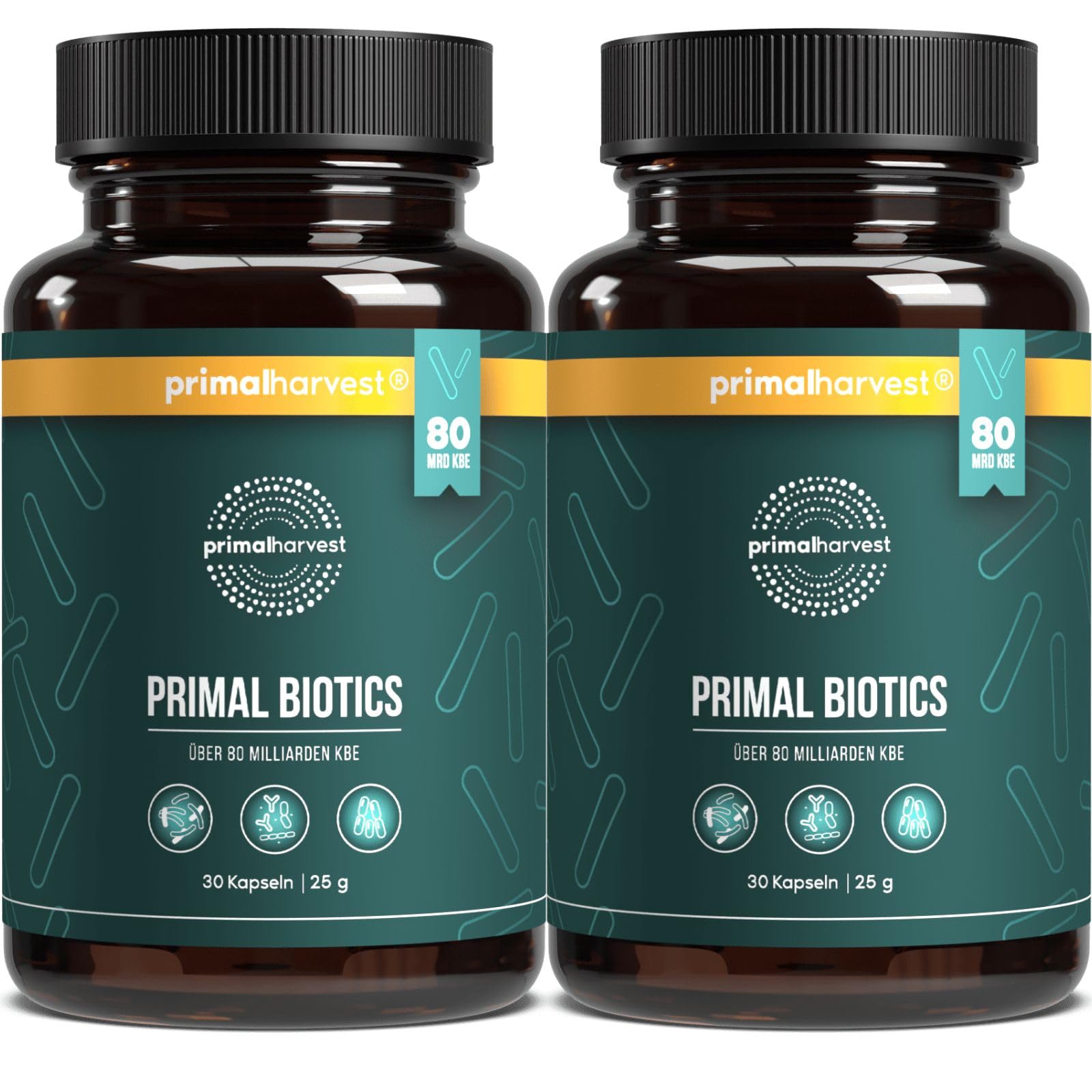 Primal Harvest Biotics - 2 confezioni da 60 capsule - 15 ceppi di batteri - 80 miliardi di febbre + inulina e colture vive - test di laboratorio - capsule gastroresistenti