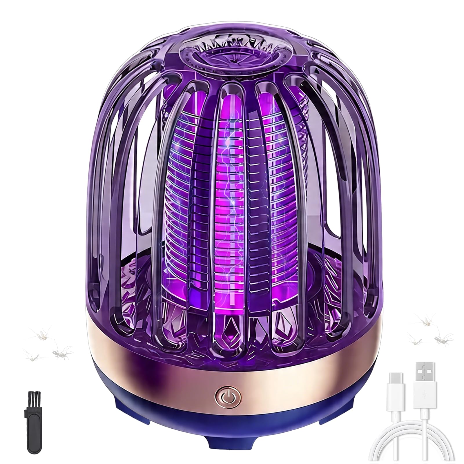 LED Electric Fly Zapper, Rechargeable Bug Zapper Indoor & Outdoor, Durable High-Voltage Mosquito Zapper, Silent Safe Fly Killer Electric for Home, Portable Fly Catcher & Fruit Fly Killer (Blue)