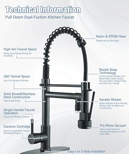Miniatura 6 de NeierThodore Pulverizador de grifo de cocina desplegable comercial con LED de una sola manija grifo de fregadero de resorte con rociador de bloqueo