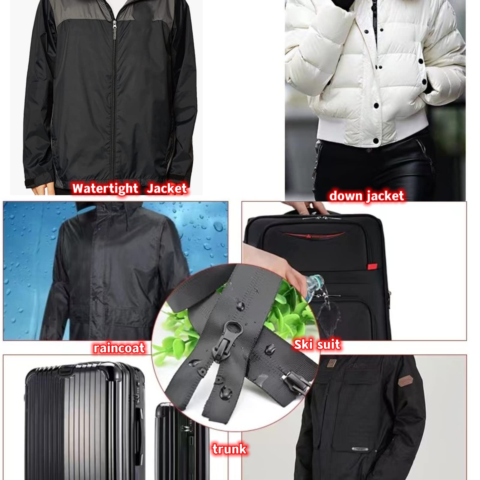 Amazon.com: 4pcs 24inch Waterproof Zippers Black #5 Nylon