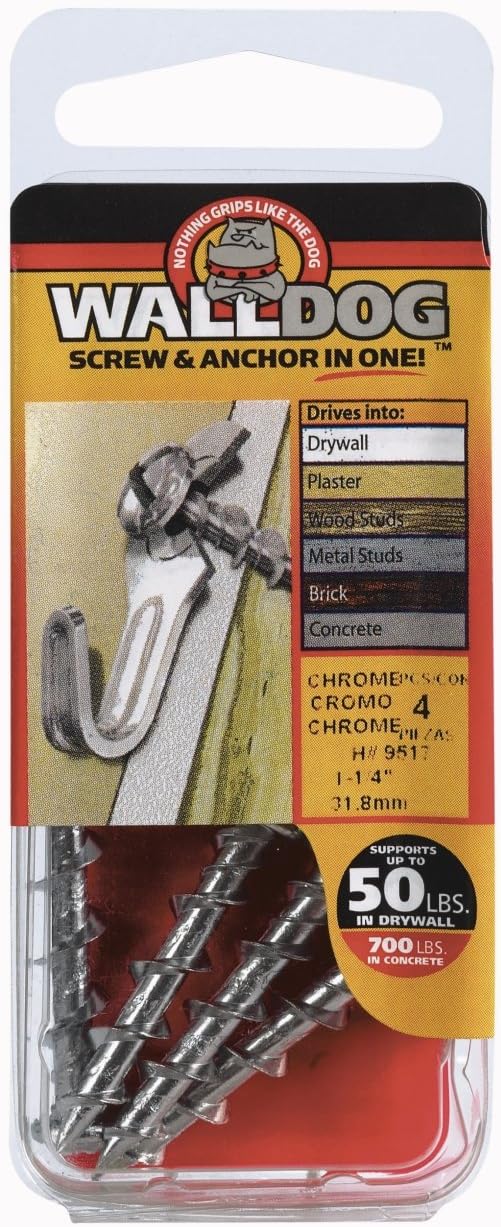 Hillman 3/16 in. Dia. x 1-1/4 in. L Chrome Pan Head Walldog Screw & Anchor 4 pk