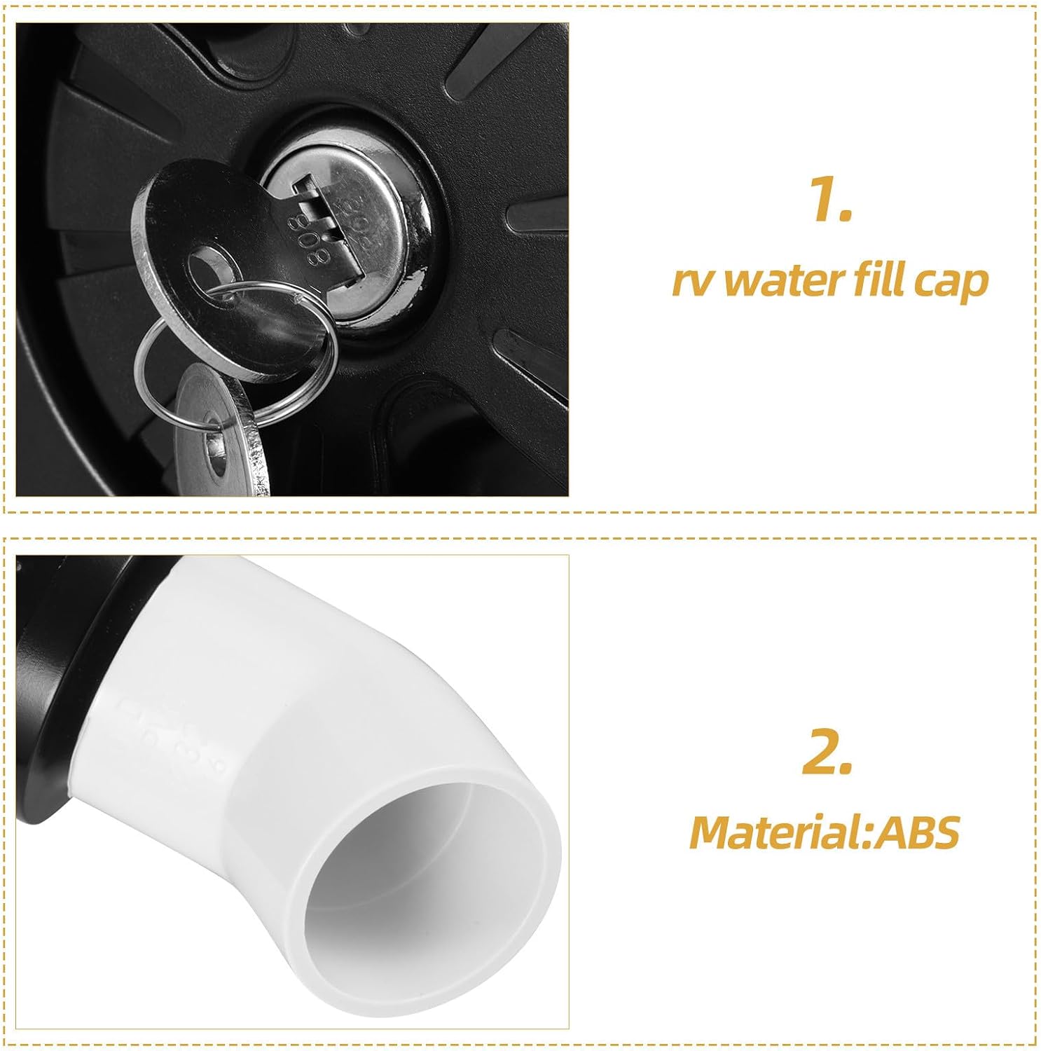 balacoo Rv Water Fill Cap with Gravity Feed Freshwater Inlet Leakproof Round Abs Water Tank Inlet Connection for Camper