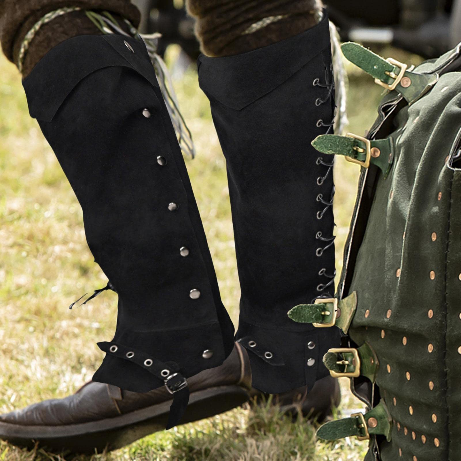 Bottes Cosplay Médiévales En Cuir PU - Style Chevalier Renaissance, Lacets, Talon Bas - Pour Déguisement, Fête, événement