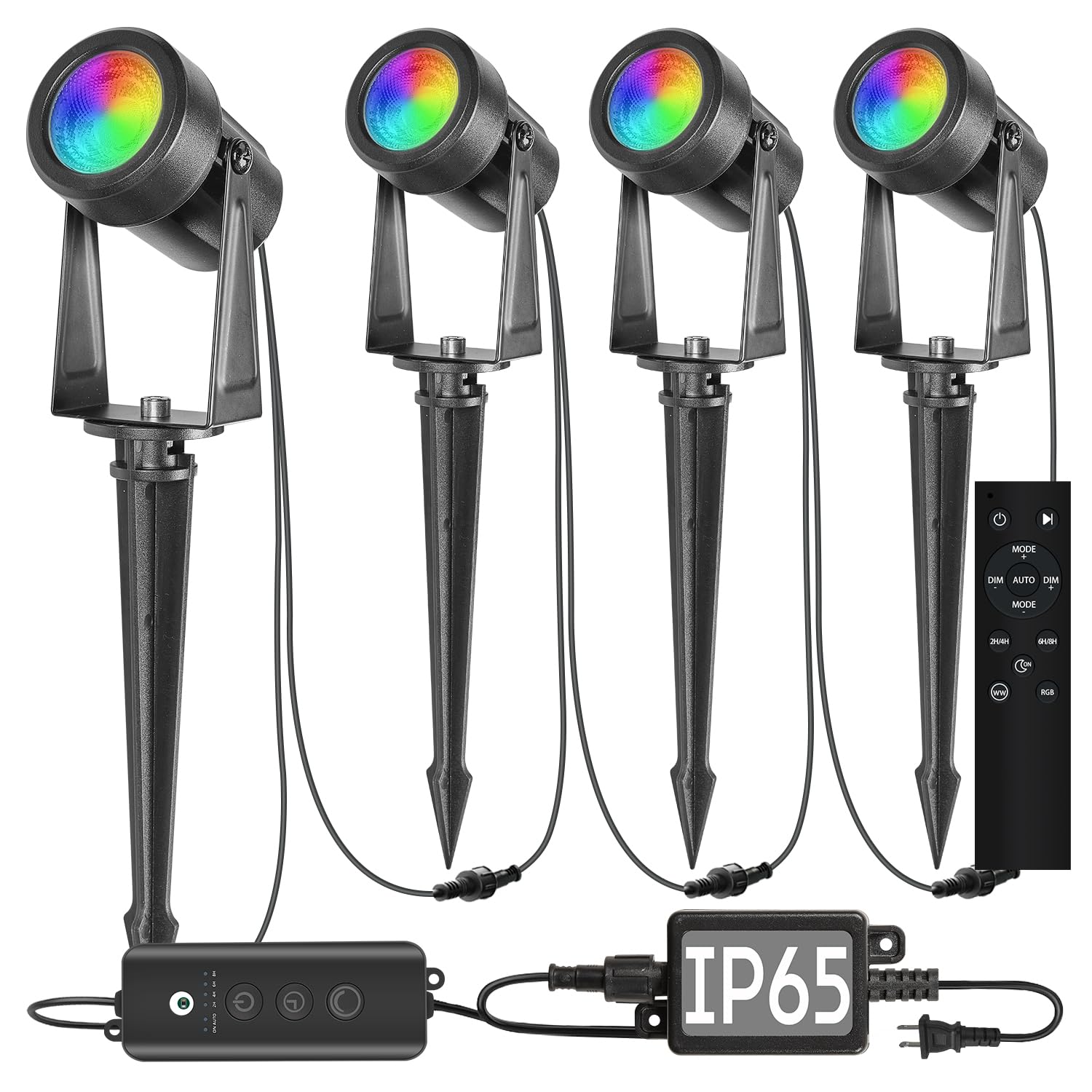 SUNTHIN 4 Pack Outdoor RGBW Landscape Lights, Color Changing Spot Uplights