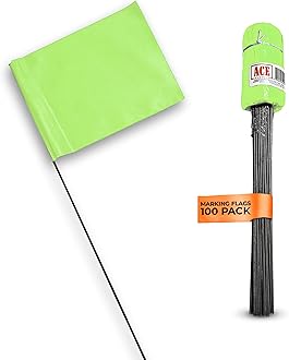 Fluorescent Lime Marking Flags 100 Pack - 4x5x15 Inch Marker Flags - Markers For Lawn, Irrigation, Landscaping, Survey & Sprinkler Head Marking
