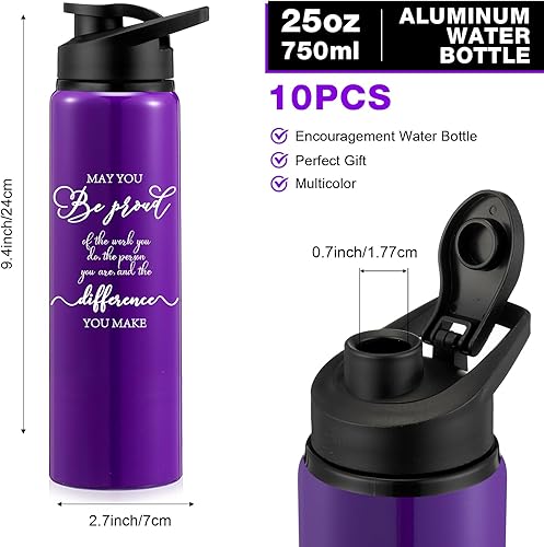 Miniatura 2 de Roshtia 10 botellas de agua de aluminio de Navidad, regalos de agradecimiento, botella de agua a granel con tapas con tapa May You Be Proud of