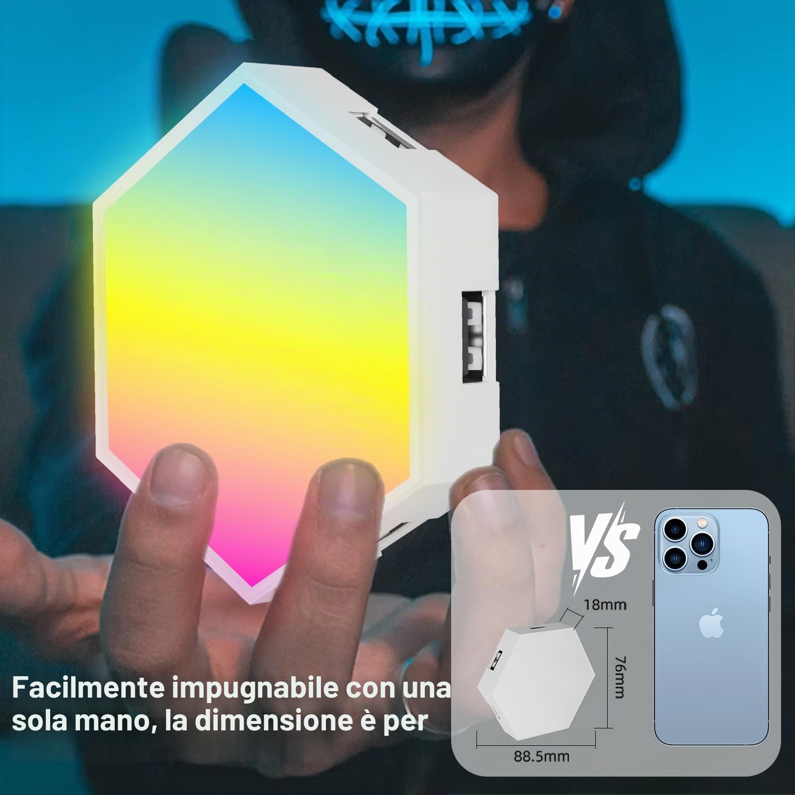 Pannelli da parete a LED esagonali, 10 pezzi, app intelligente, lampade da parete esagonali a LED, sincronizzazione musica, gaming, funziona con Alexa, per soggiorno, sala giochi (10)