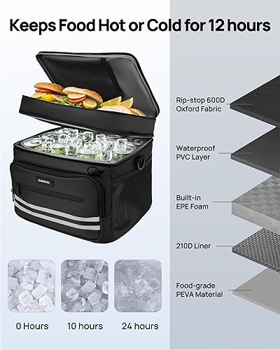 Miniatura 2 de Lonchera aislada para hombres y mujeres, bolsa de almuerzo grande de 26 litros, bolsa de almuerzo a prueba de fugas, correa ajustable, ideal para el