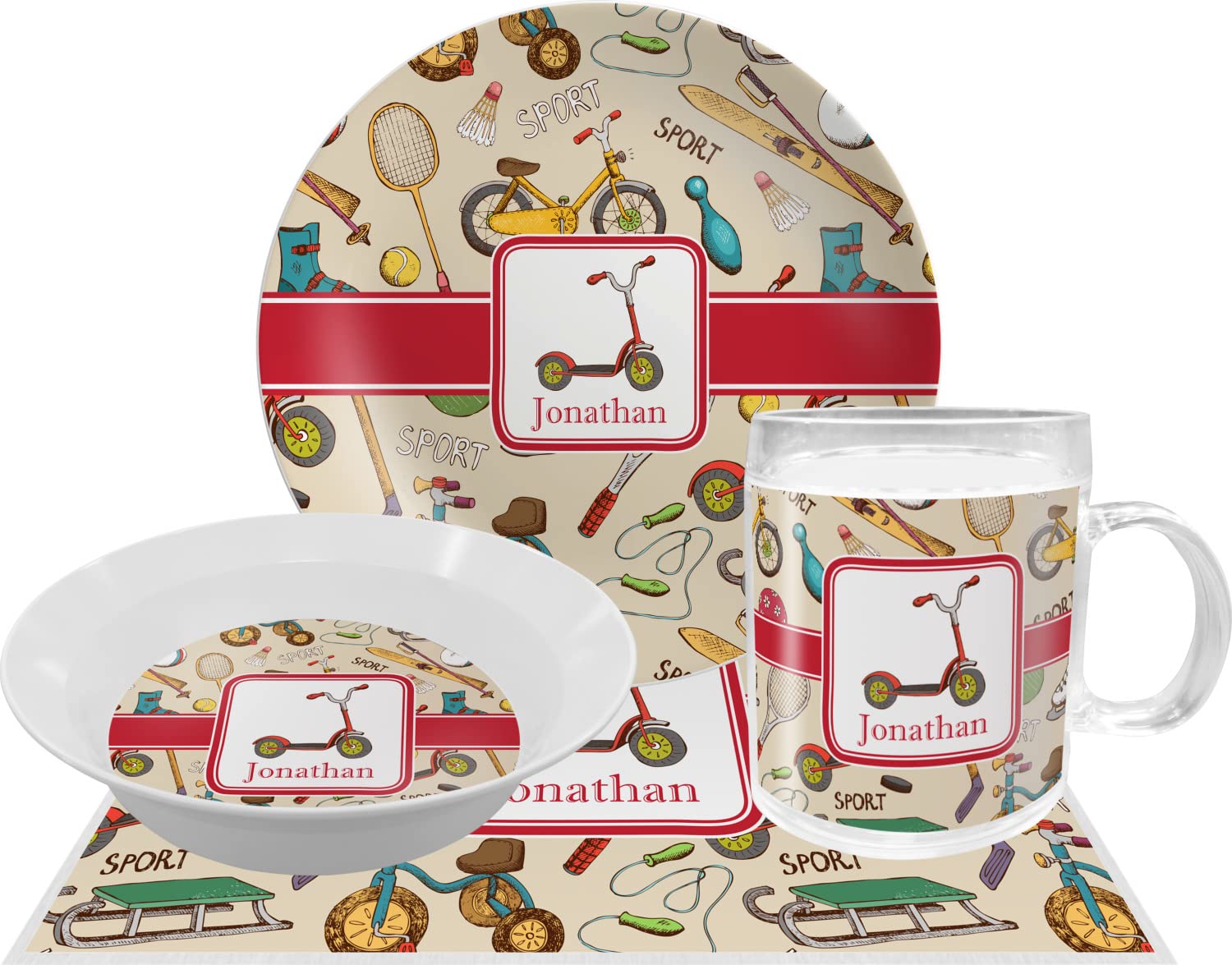 Personalized Vintage Sports Melamine Bowl - 12 oz