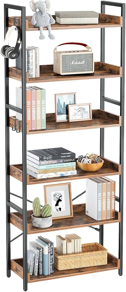 CLC73 プランテーション グロウン ティンバース チェストドレッサー 6段 Rolanstar Bookshelf, 6 Tier Bookcase, Industrial Storage