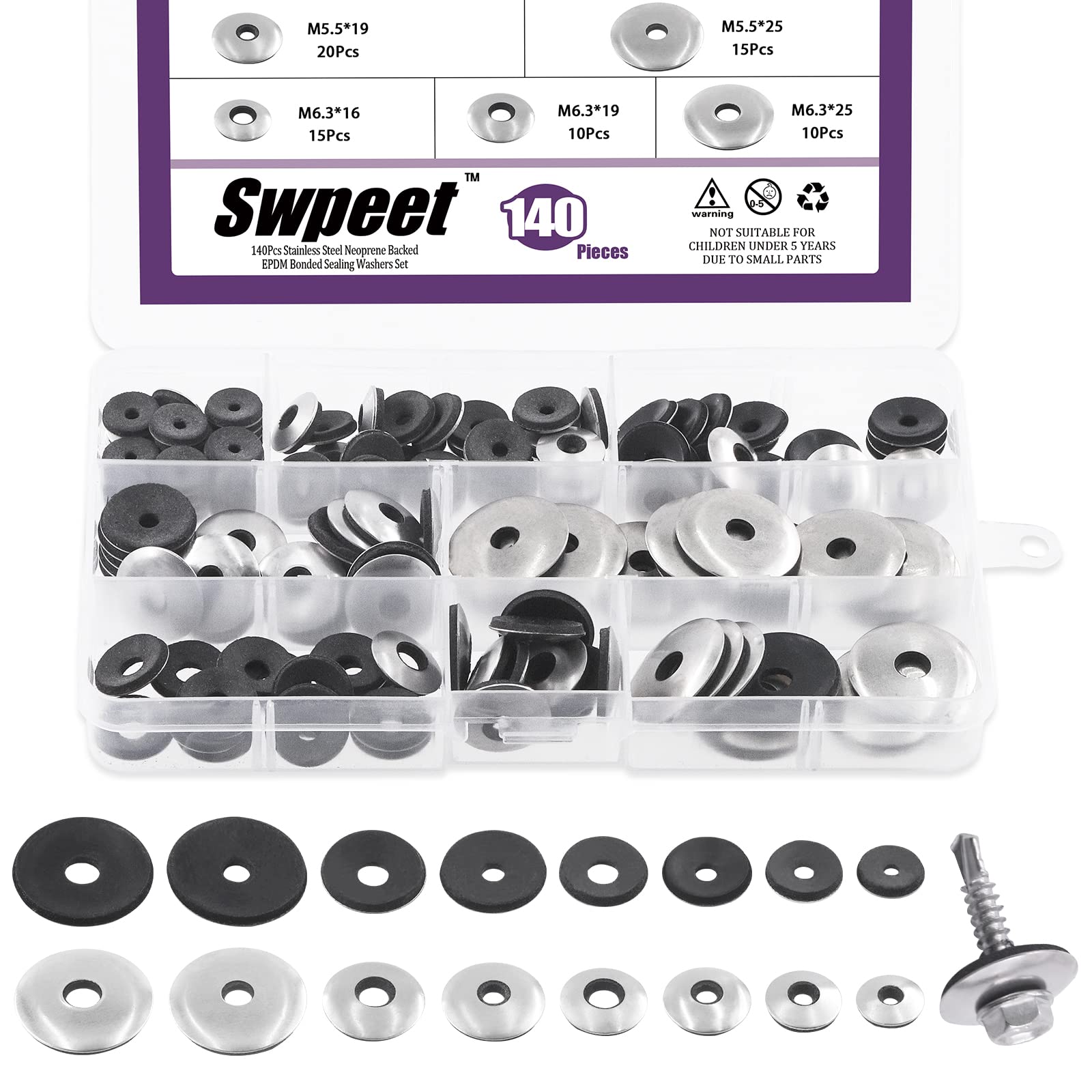 Stainless Steel Washer Kit - 140 Pcs Sealing Washers -1