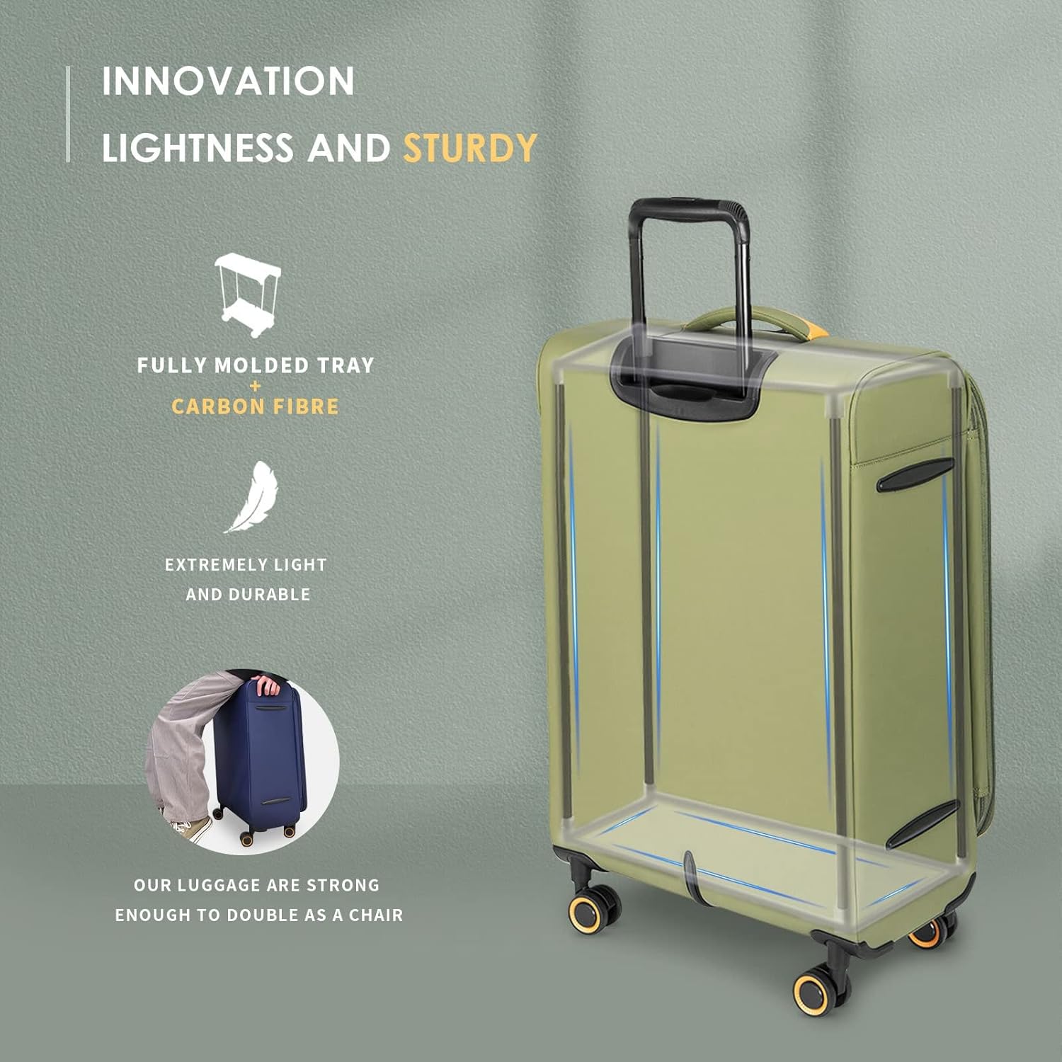 review VERAGE Cambridge Lightweight 2 Piece Luggage Sets,Softside Expandable Spinner Wheel Suitcase,Green,2-Piece Set(20/24)
