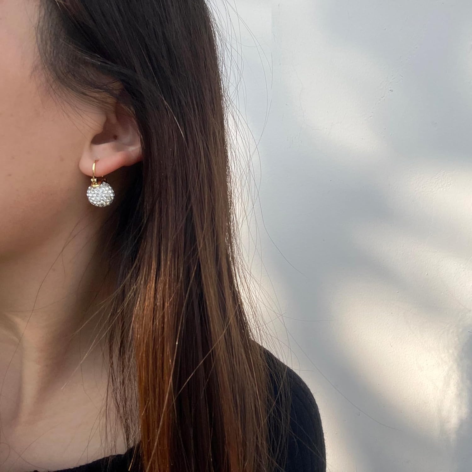 OwMell Elegant 925 Sterling Silver Pearl Drop Earrings Dangle Stud Gold Plated Earrings for Women Large Size 12mm - Image 5