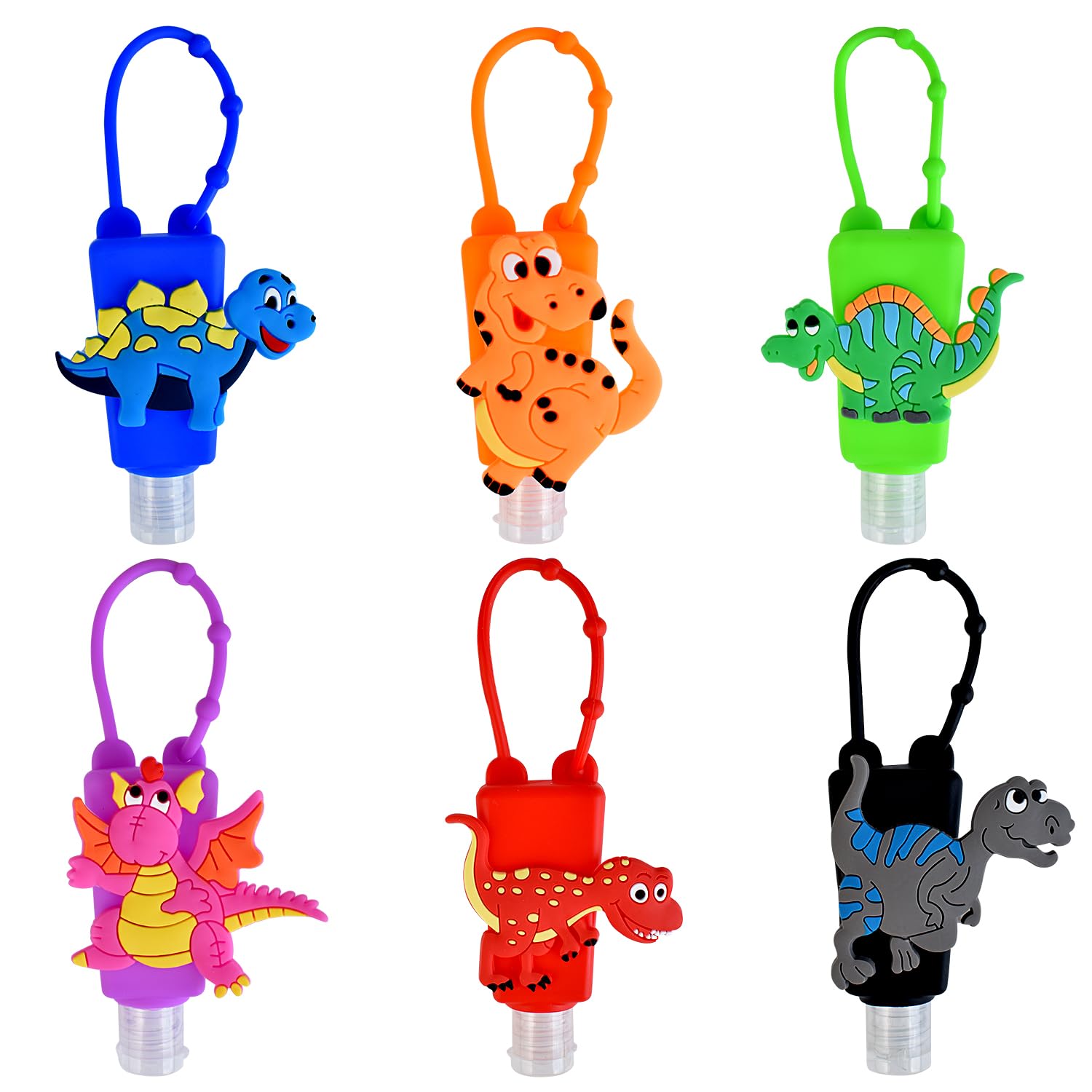 6Pcs Travel Size Empty Hand Sanitizer Bottles with Keychain Holder Detachable Silicone Protective Case 30ml Plastic Travel Bottles Leak Proof Refillable Containers - Fruit & Cake