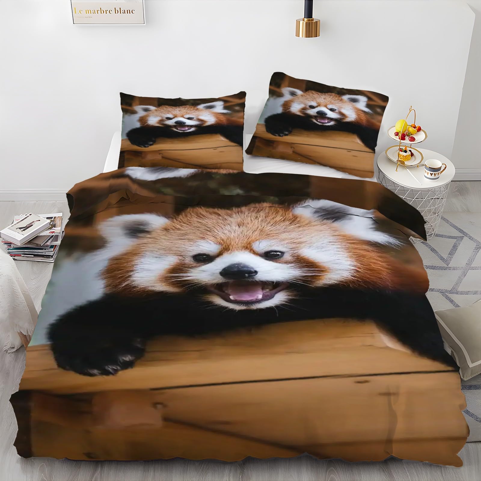 Parure de lit 2 personnes panda roux pour une chambre cocooning et cosy