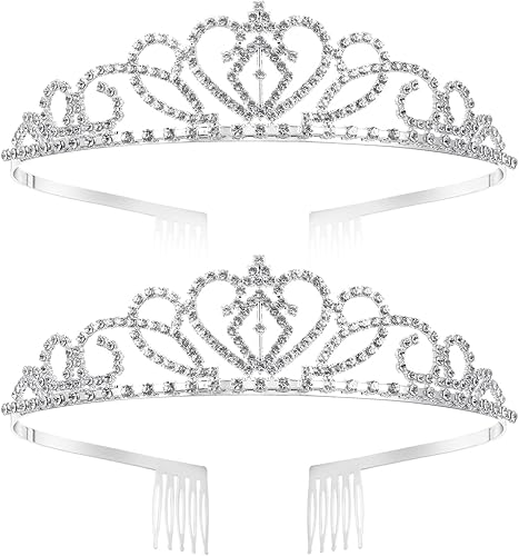 FRCOLOR Corona de tiara de cristal plateado, corona elegante de princesa con peines, coronas de desfile para novia, boda, dama de honor, graduación,